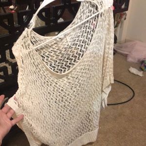 Open weave short sleeved sweater